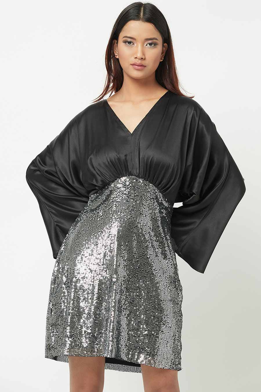 Black Sequin Embellished Mini Dress