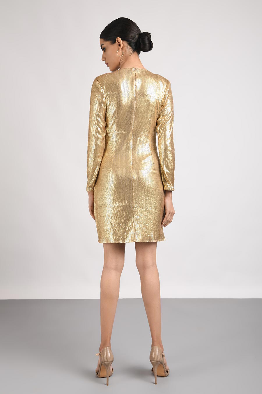 Gold Sequin Shimmer Mini Dress