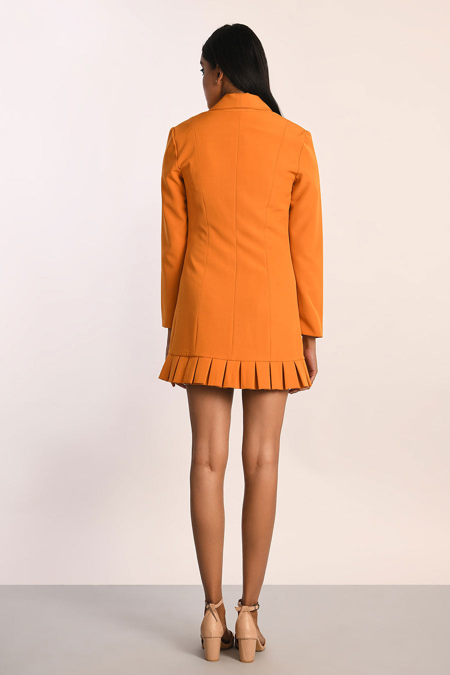 Tangerine Tailored Pleats Blazer Dress