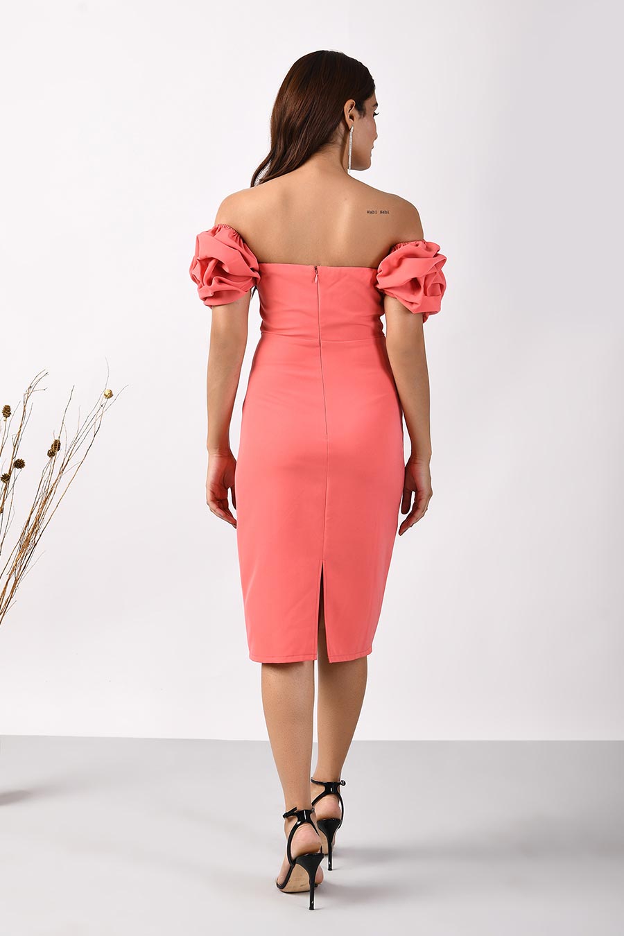 Squash Peach Two-Way Sleeve Dress