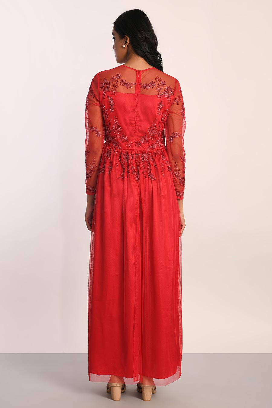 Scarlett Red Embroidered Gown Dress