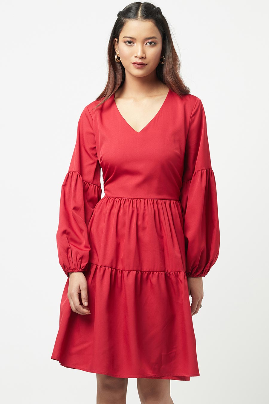 Red Tiered Mini Dress