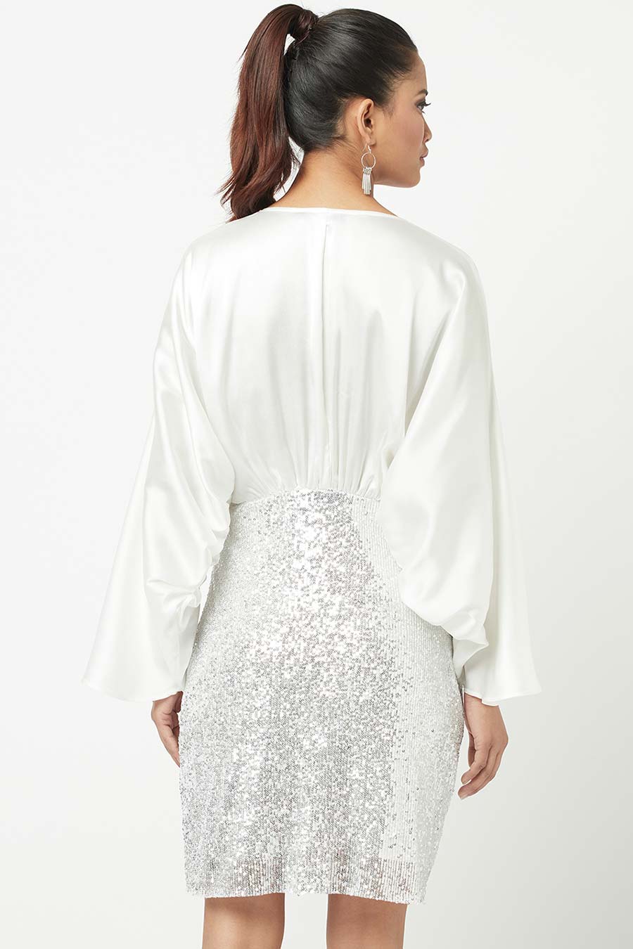 White Sequin Embellished Mini Dress