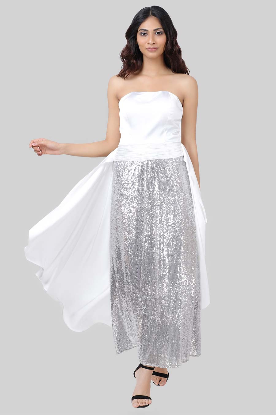 Pearl White Sequin Gown Dress