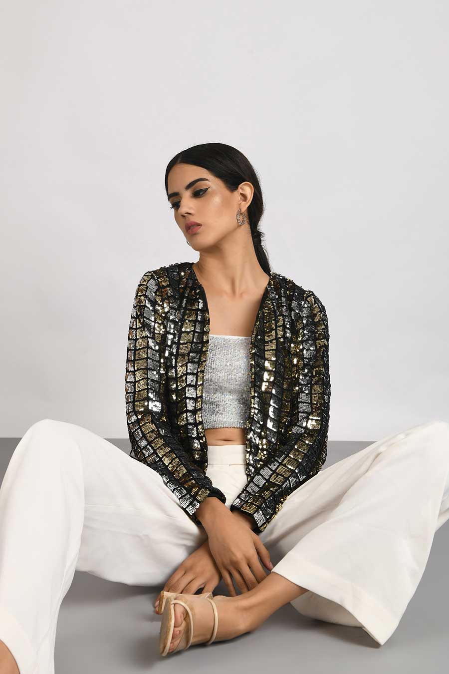 Two-Tone Sequined Black Jacket