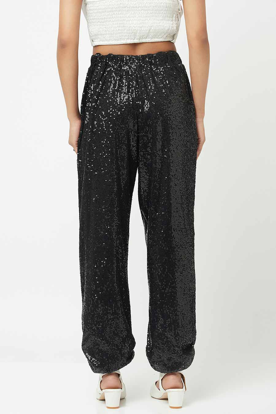 Black Sequined Jogger Pants