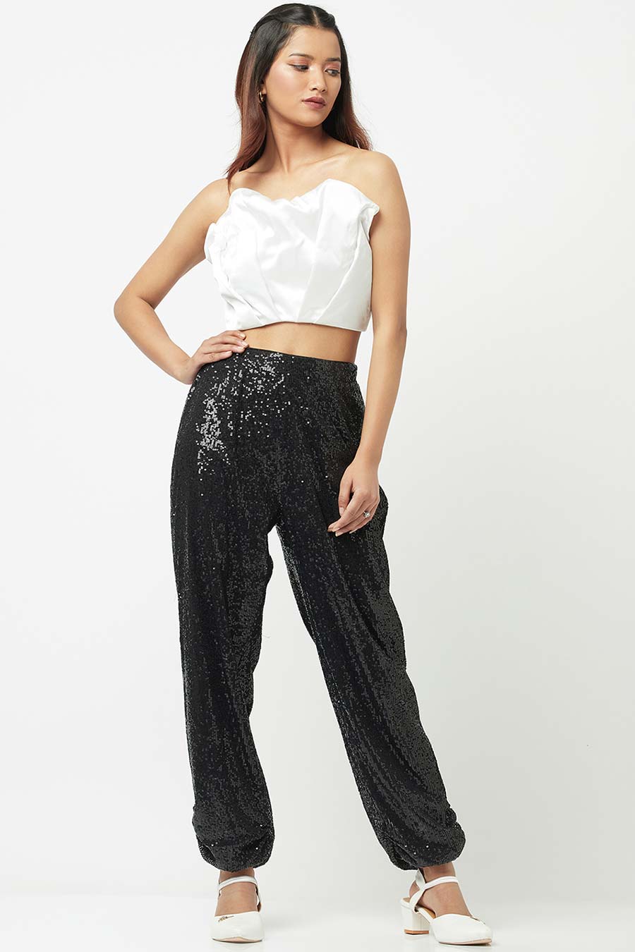Black Sequined Jogger Pants