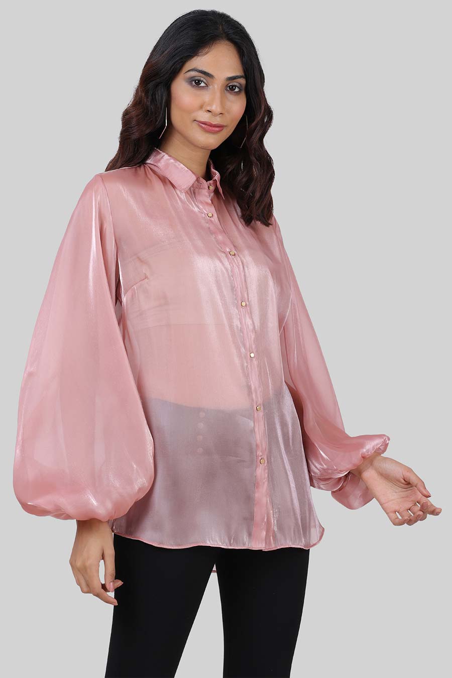 Blush Pink Glass Organza Shirt