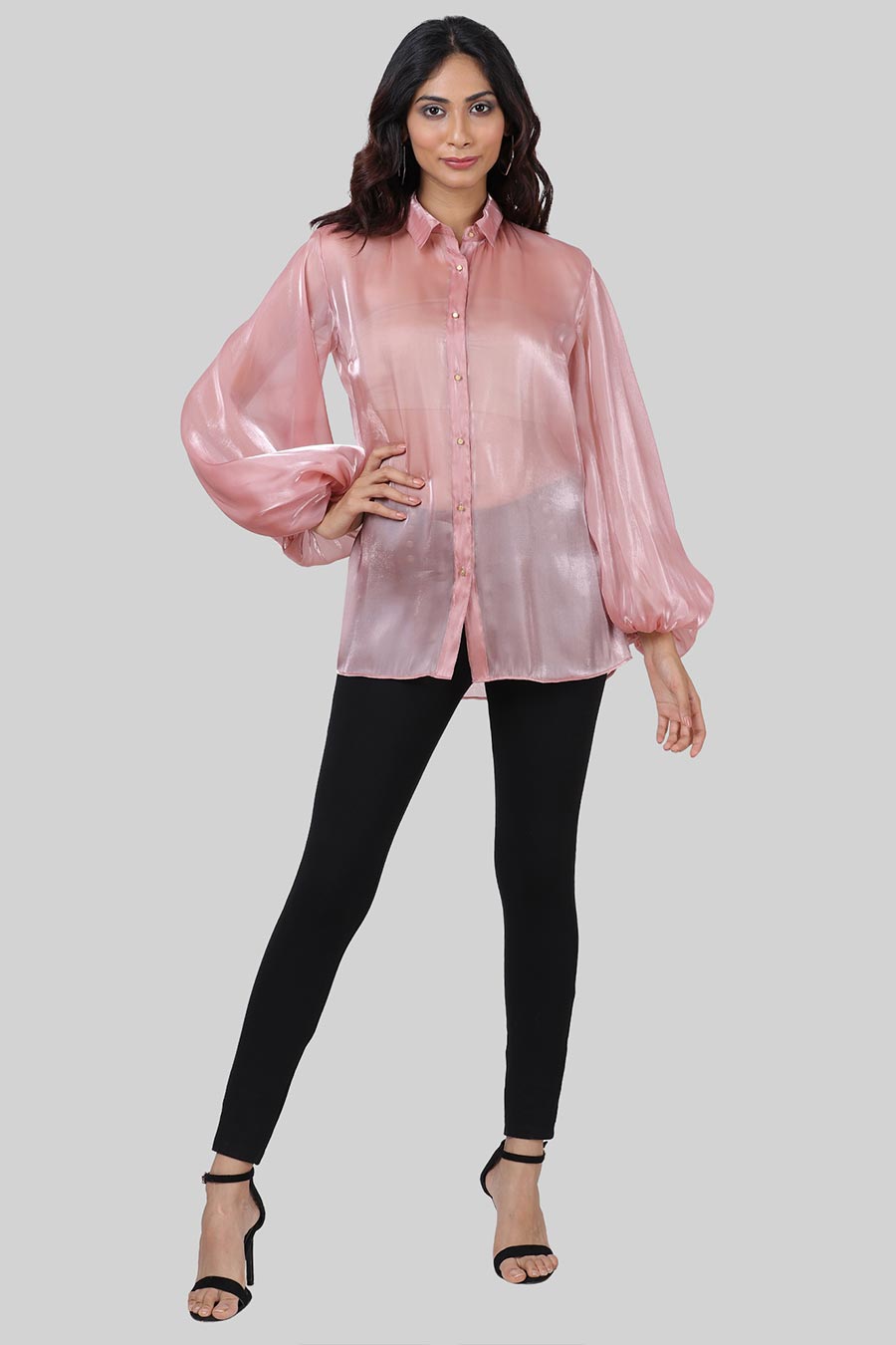 Blush Pink Glass Organza Shirt