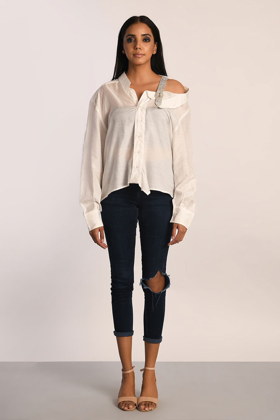 White Shirt With Decatur Detail