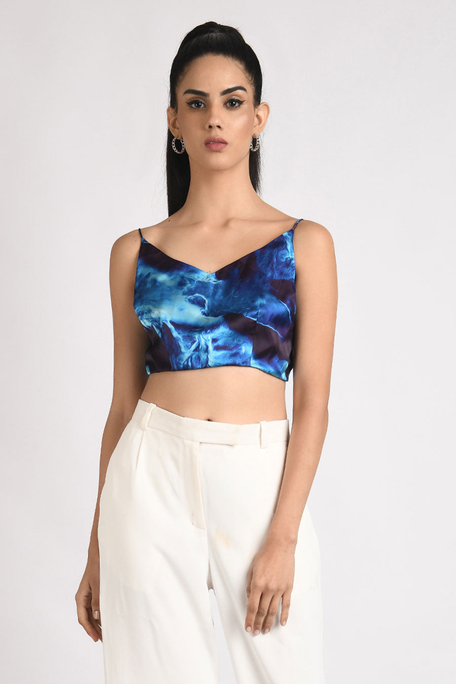 Blue Marble Backless Crop Top