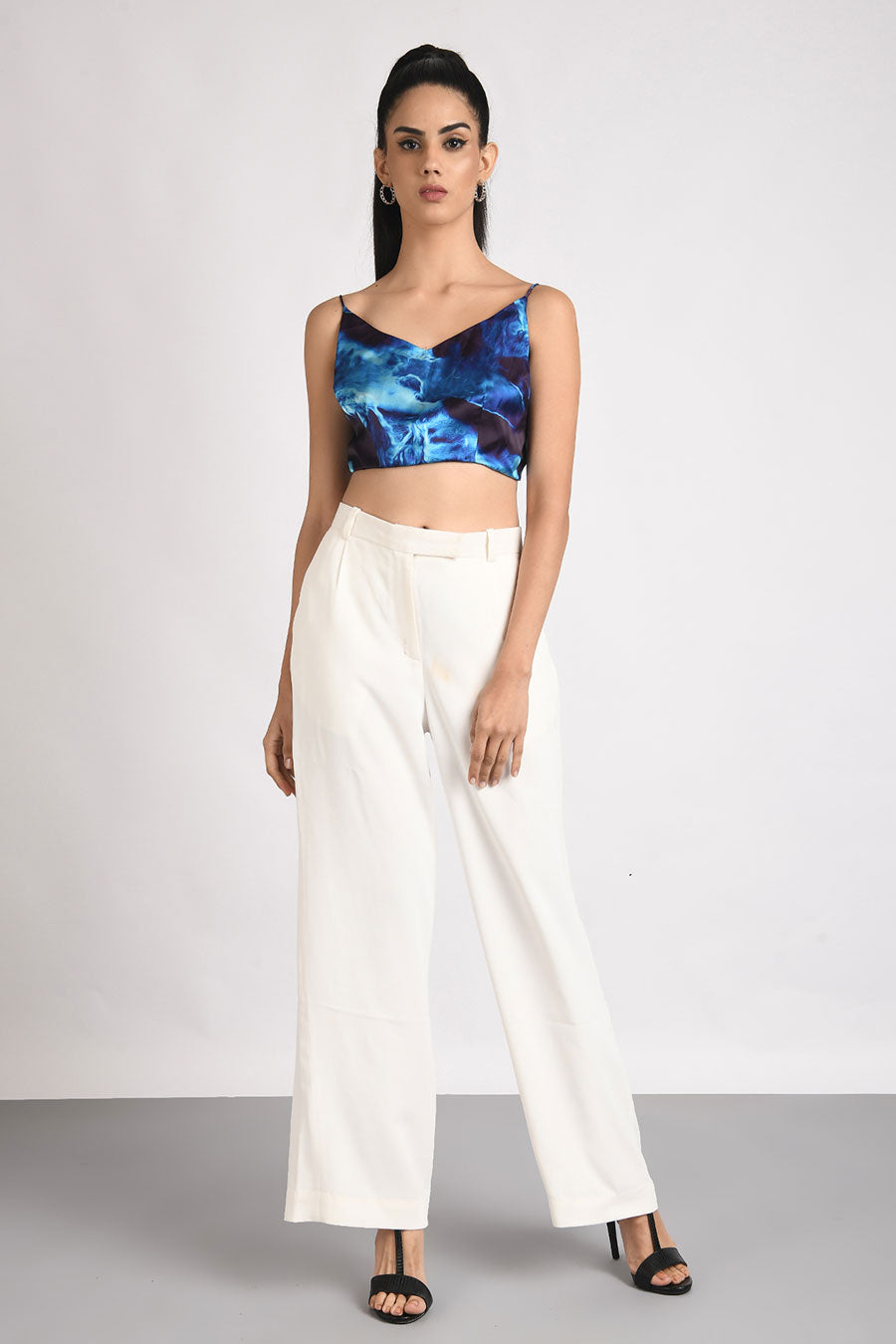 Blue Marble Backless Crop Top