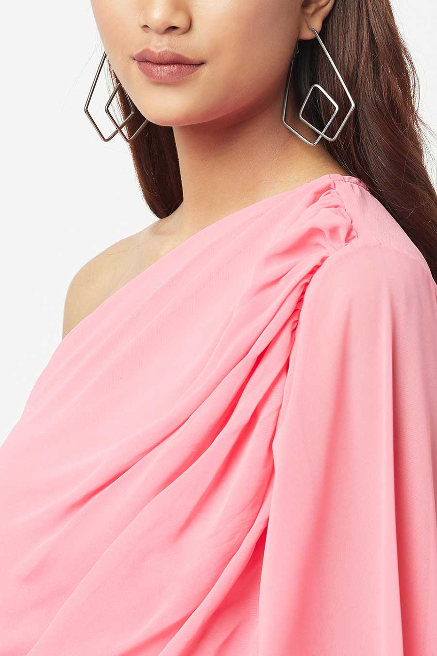 Salmon Pink One-Shoulder Top