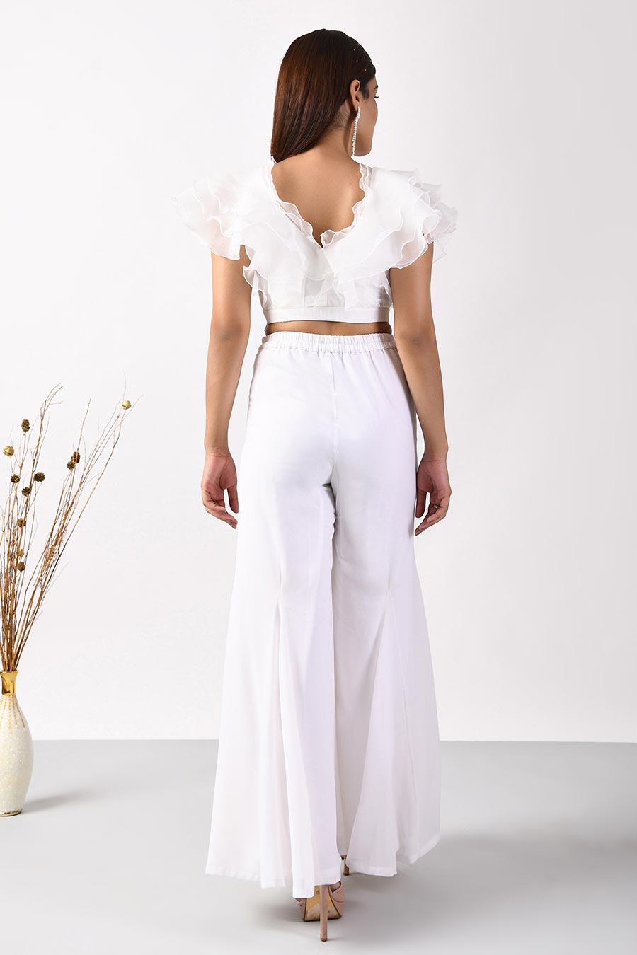 White Playful Ruffles Crop Top