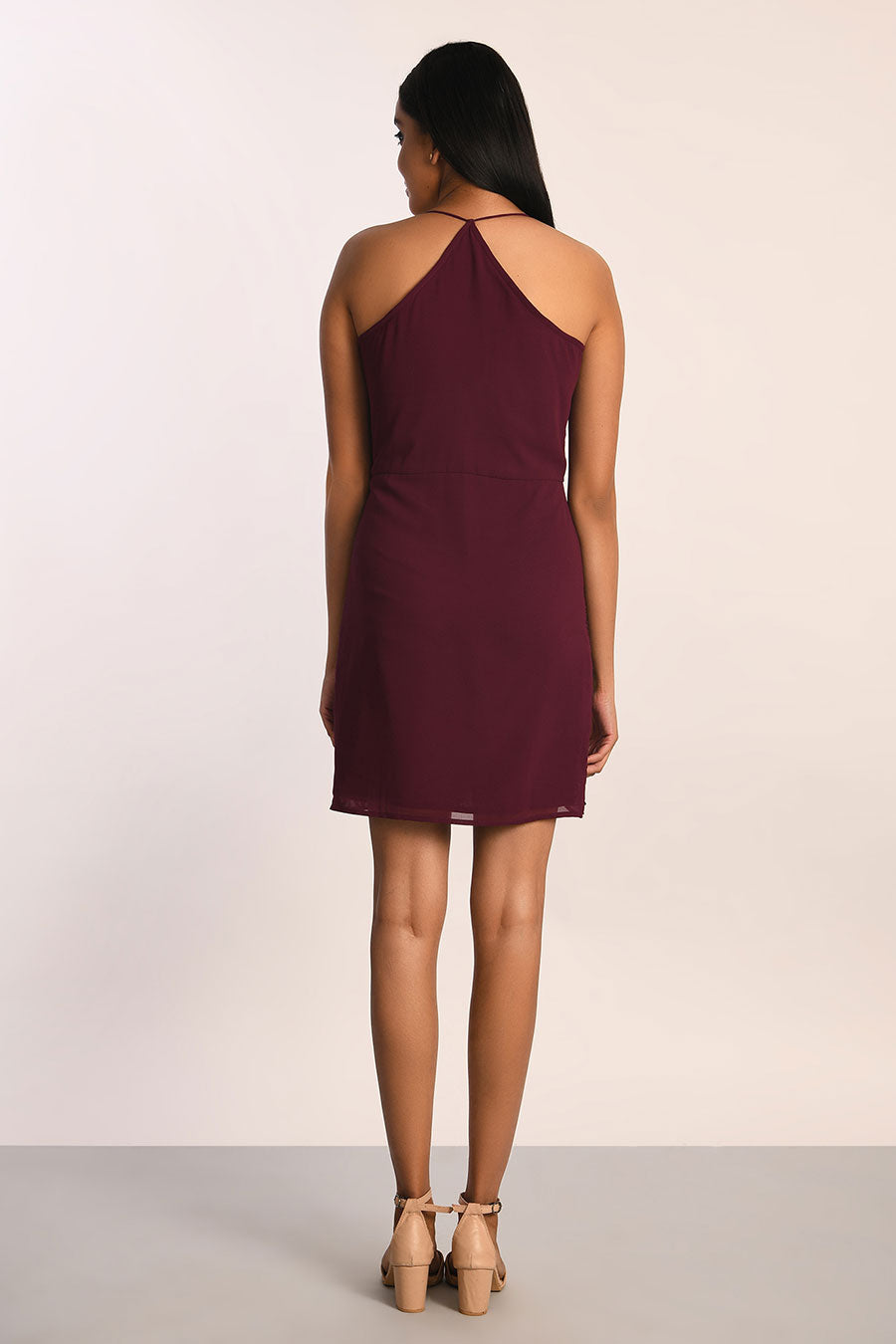 Plum Embroidered Strappy Dress