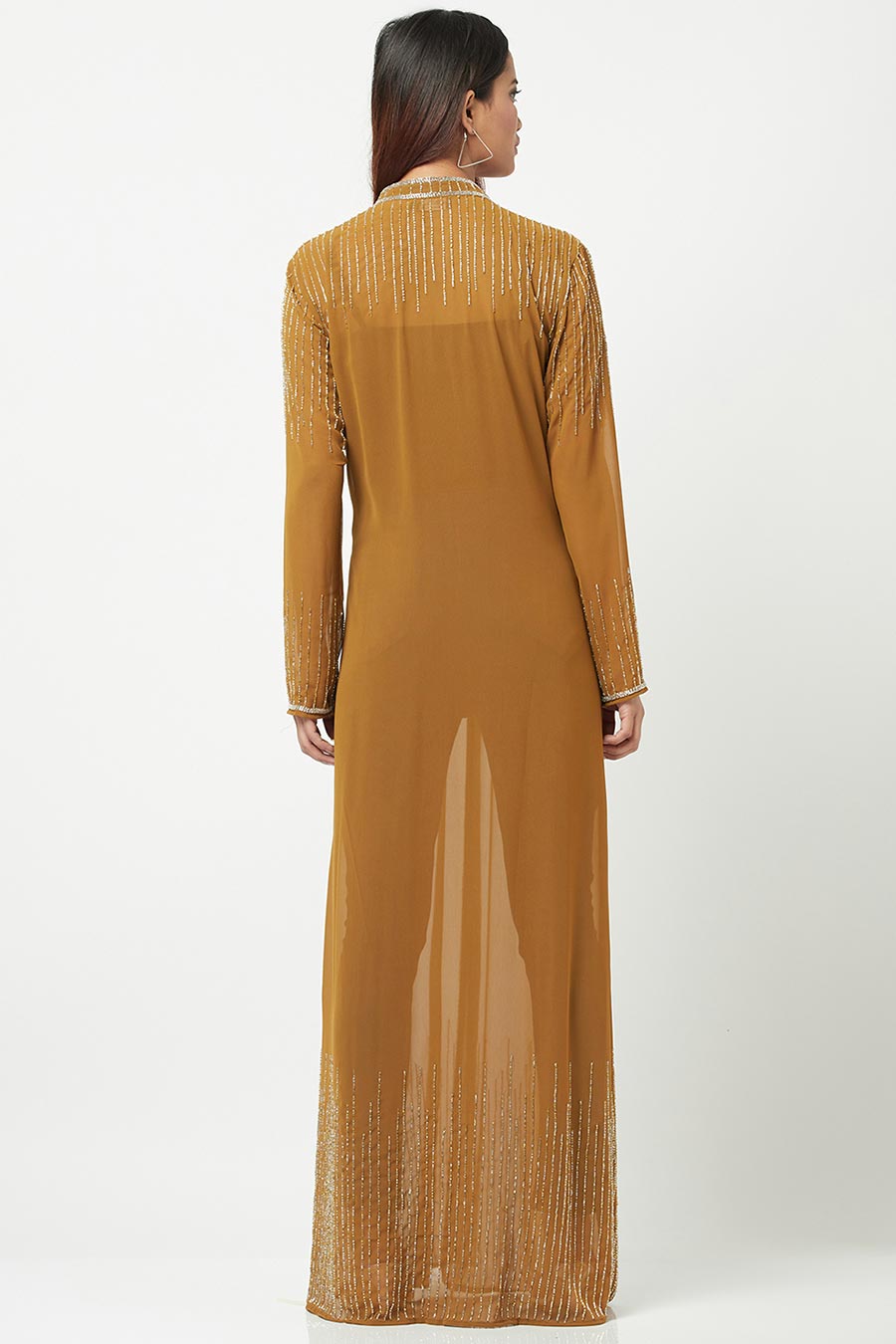 Green Embellished Long Shrug Overlay