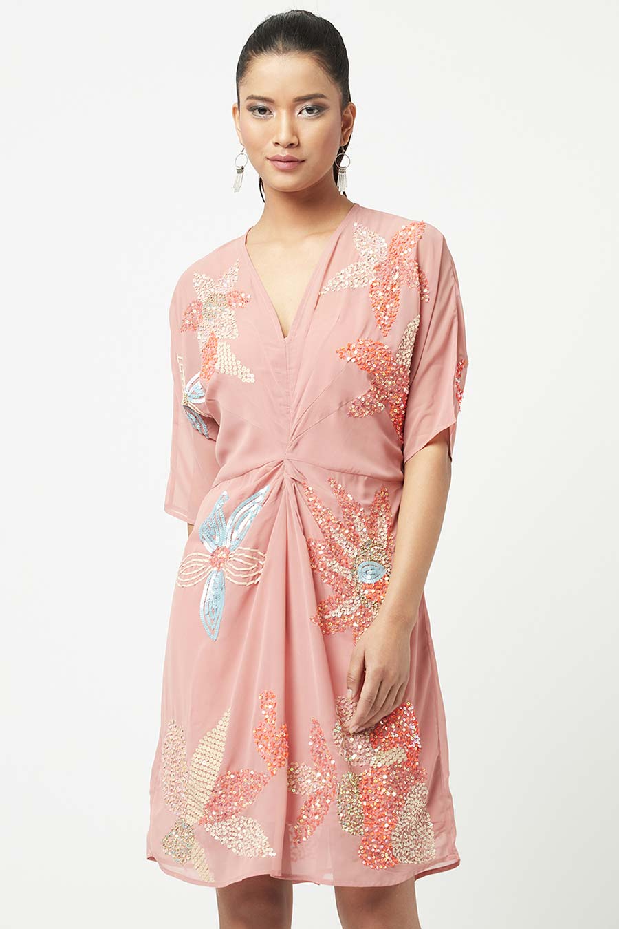 Sequin Embroidered Pink Dress