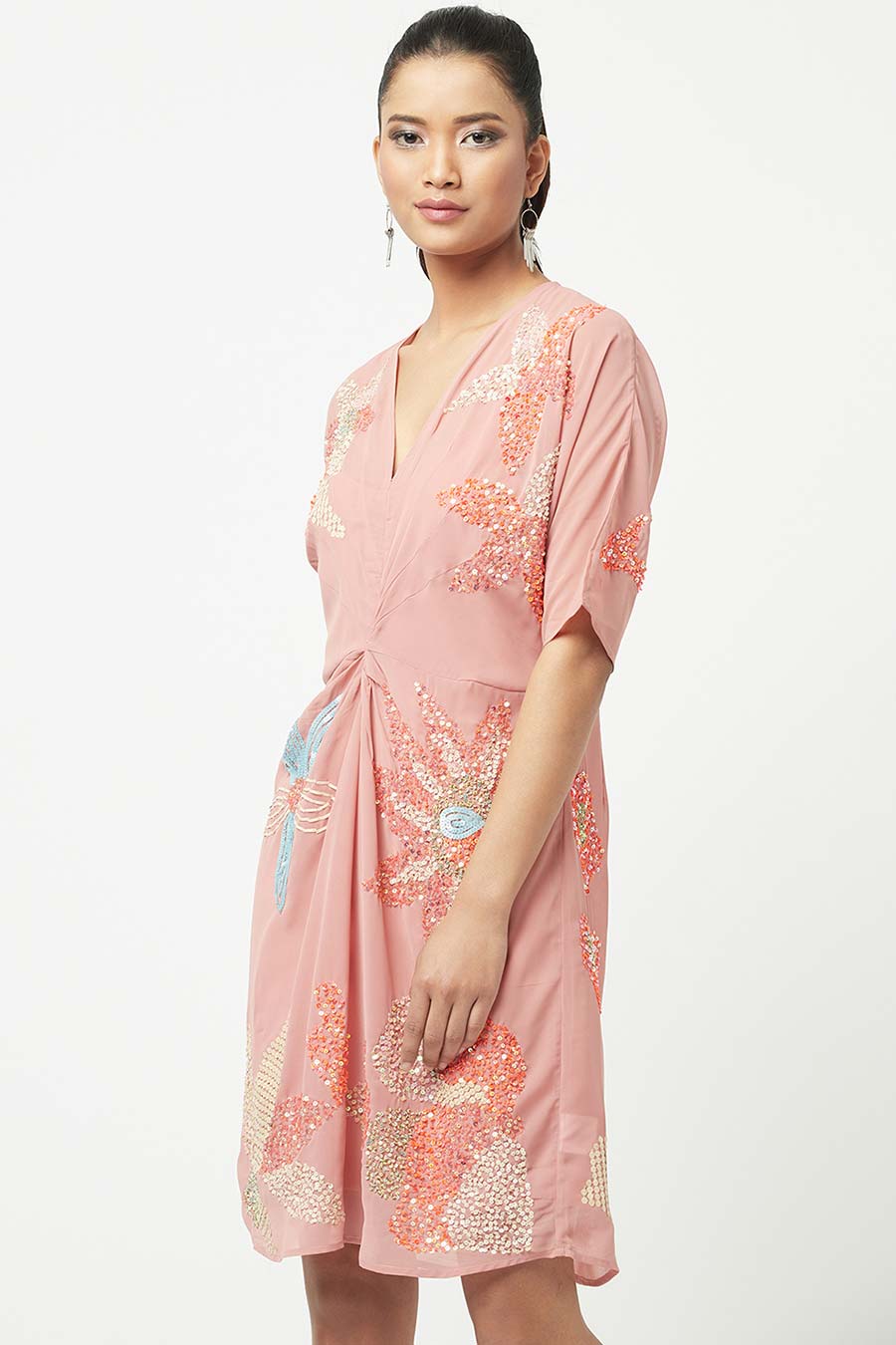 Sequin Embroidered Pink Dress