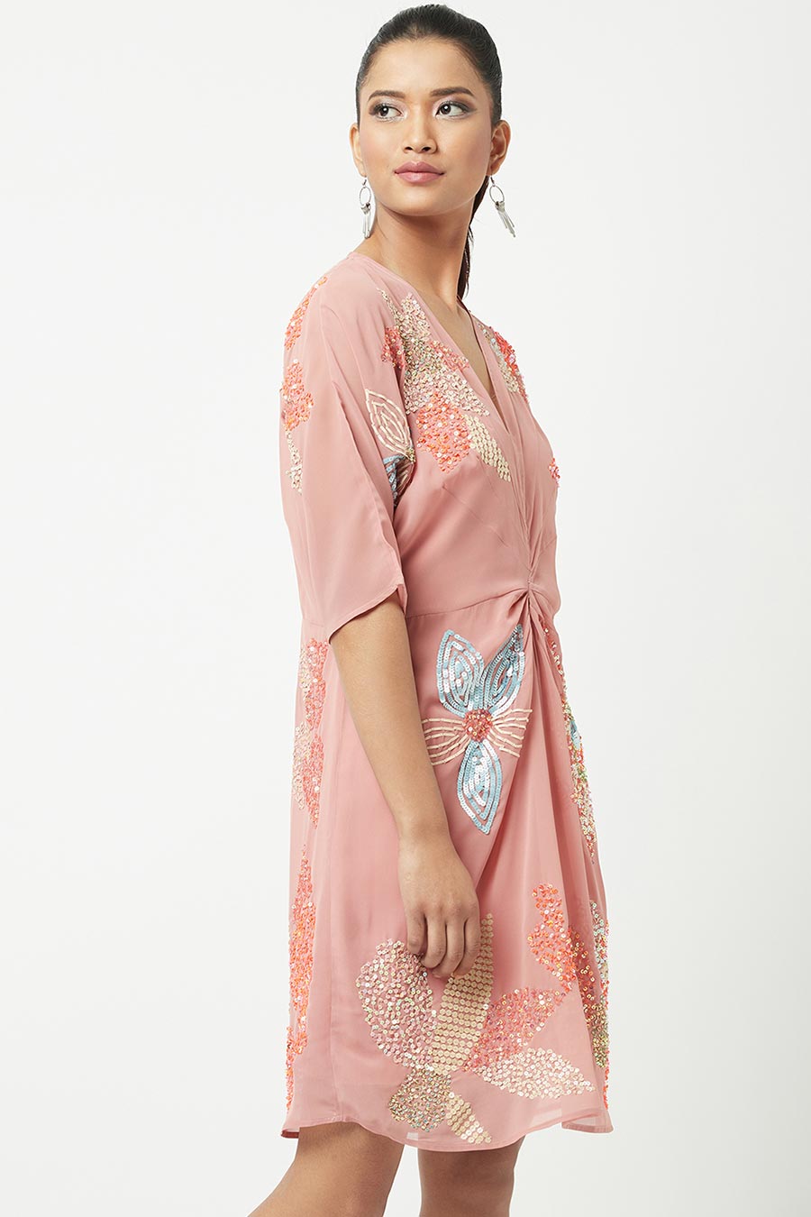 Sequin Embroidered Pink Dress