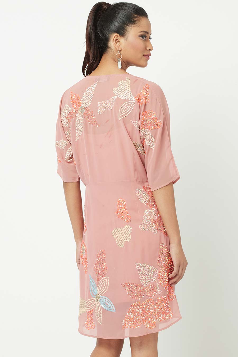 Sequin Embroidered Pink Dress