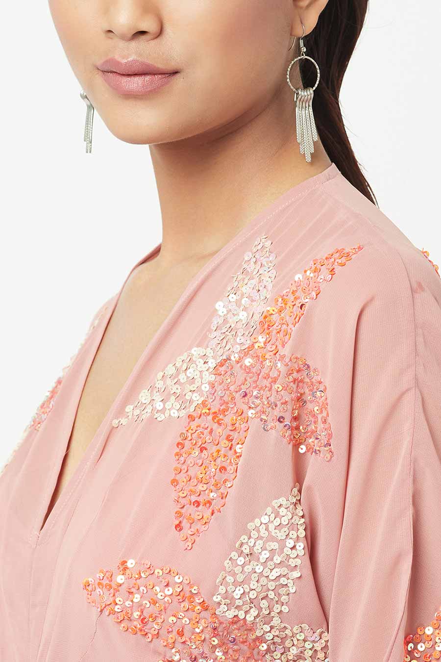 Sequin Embroidered Pink Dress