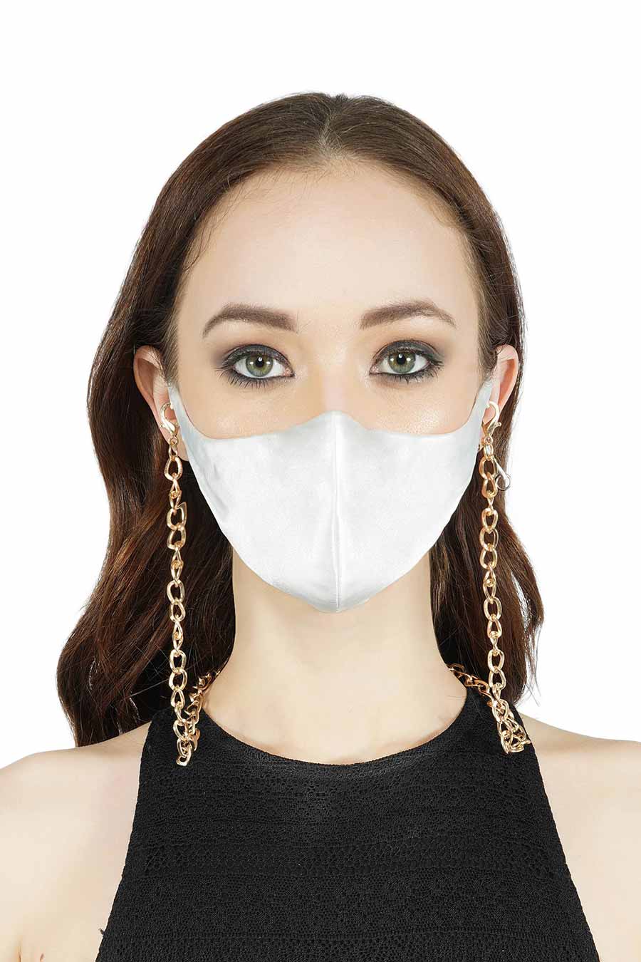White 3 Ply Mask With Heavy Chain