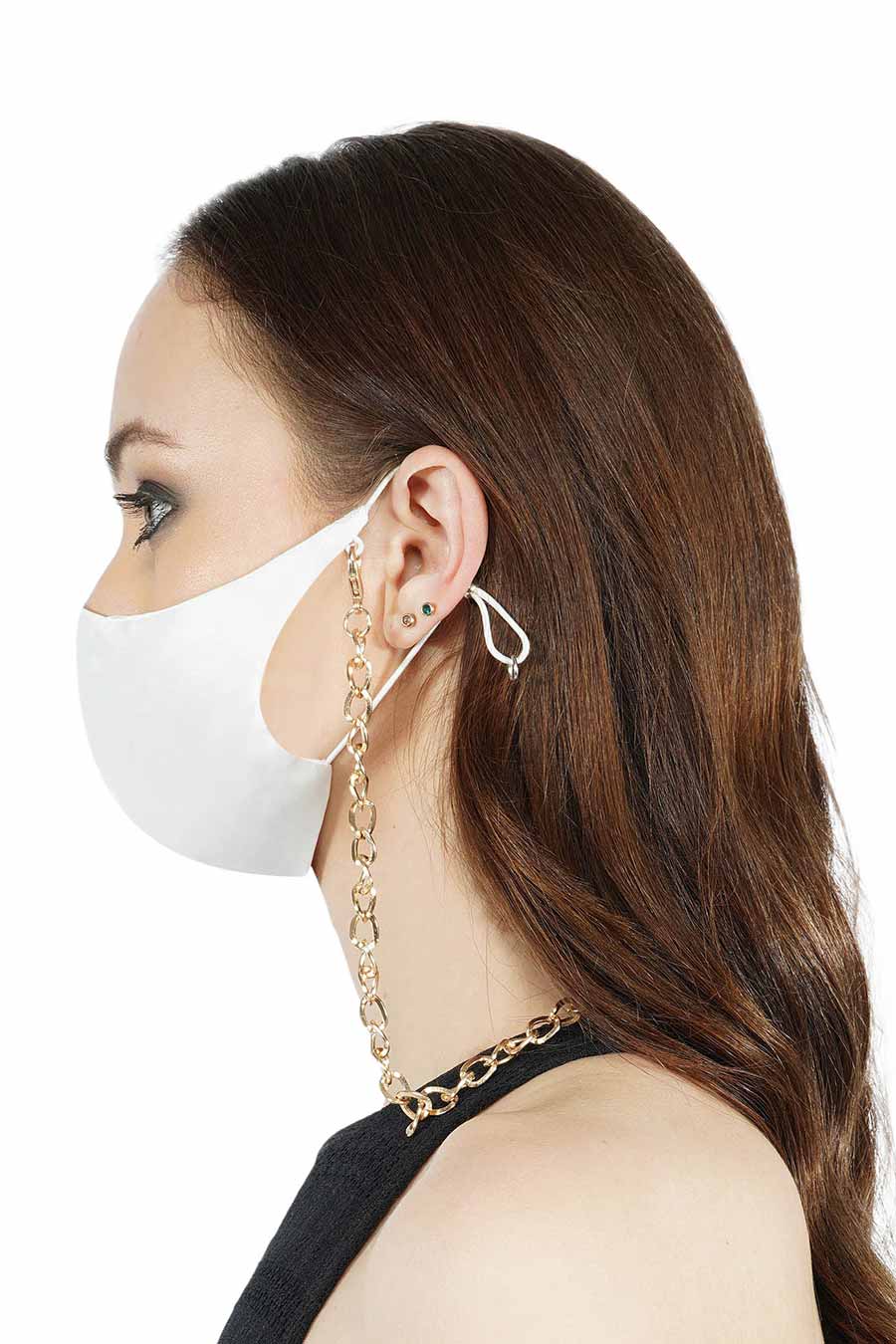 White 3 Ply Mask With Heavy Chain
