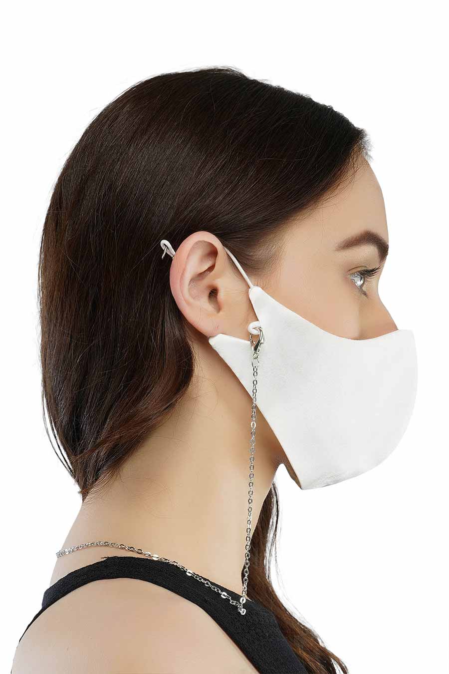White 3 Ply Mask With Removable Chain