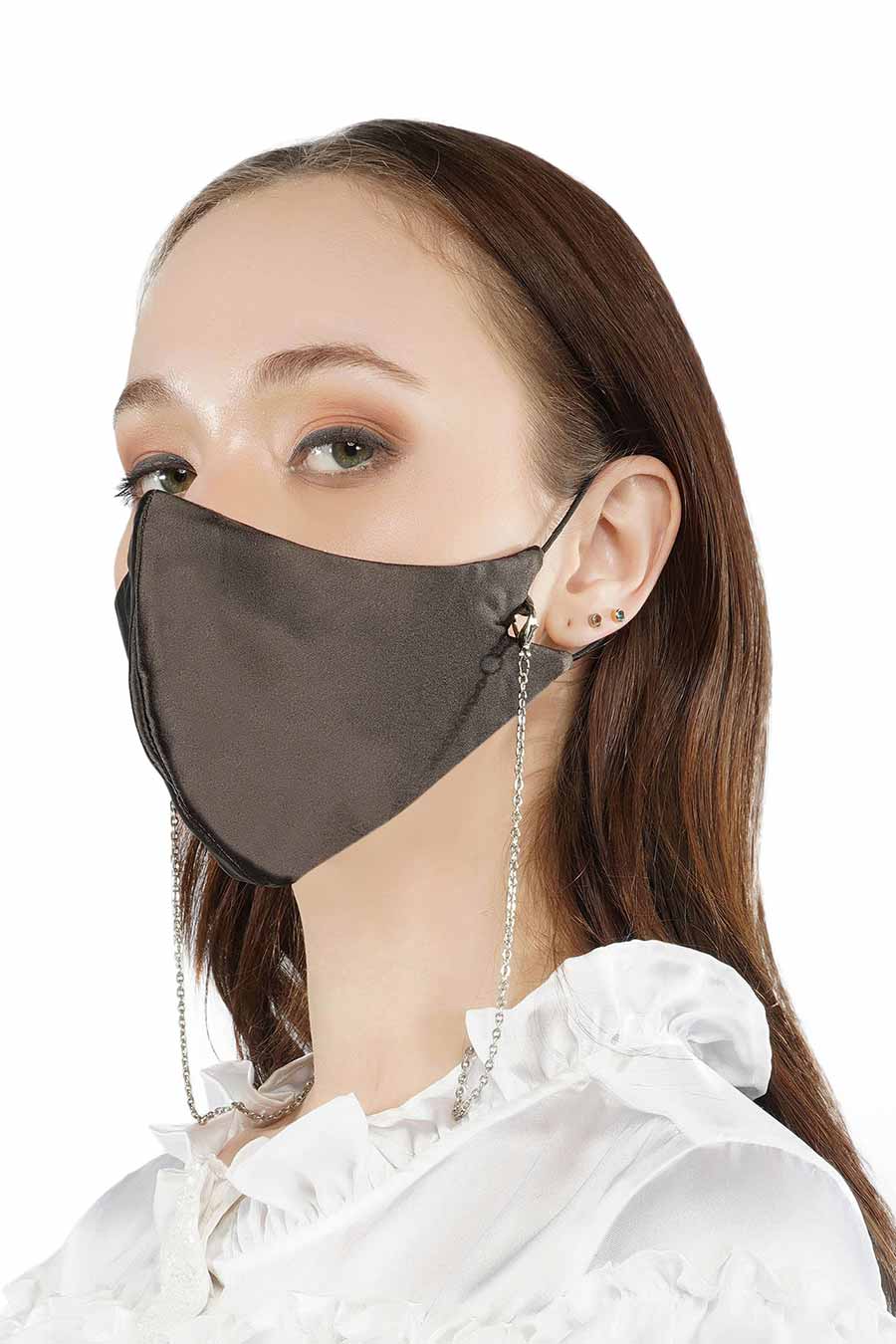 Dark Brown 3 Ply Mask With Chain