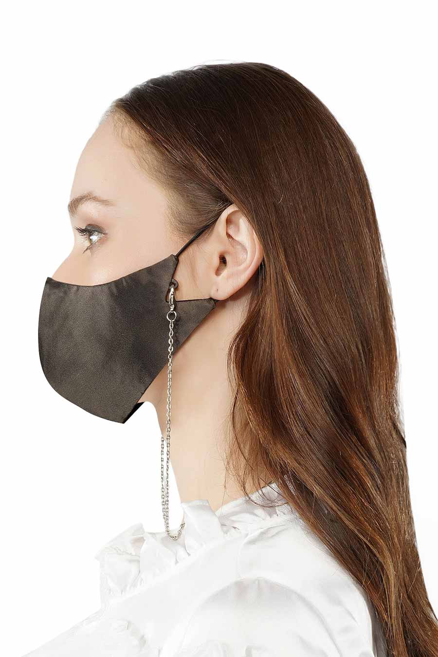 Dark Brown 3 Ply Mask With Chain