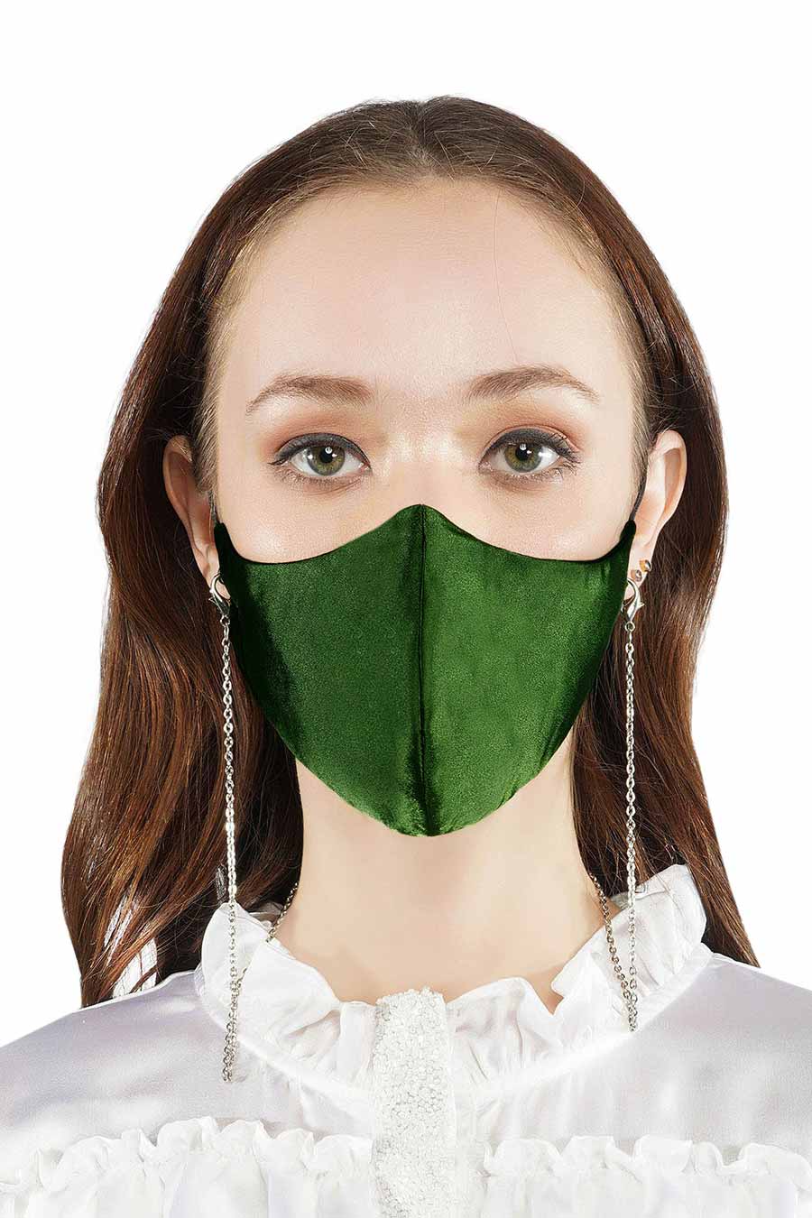 Parrot Green 3 Ply Mask With Chain