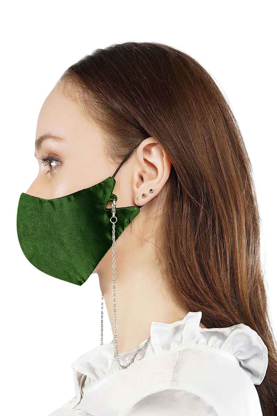 Parrot Green 3 Ply Mask With Chain
