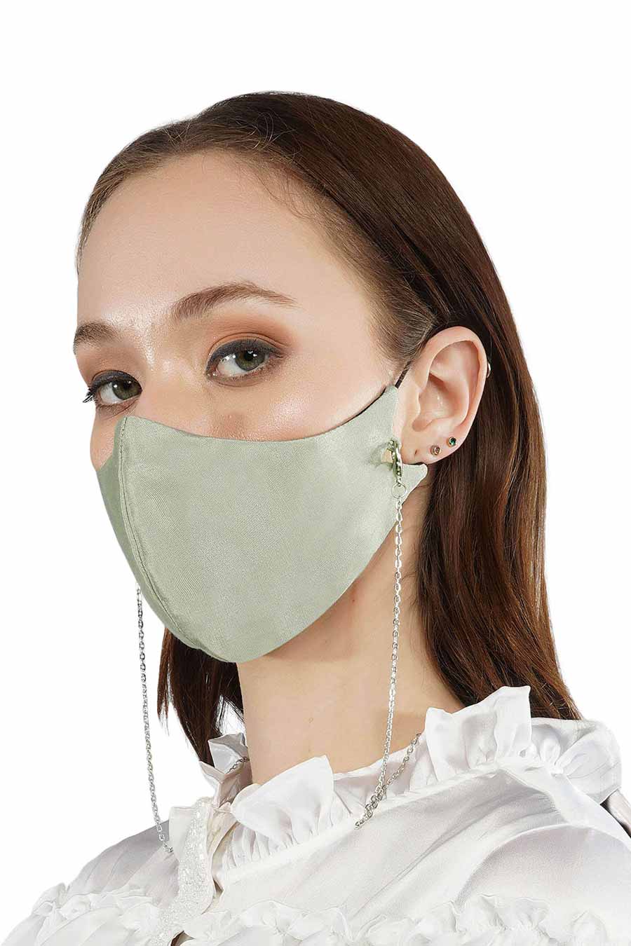 Light Grey 3 Ply Mask With Chain