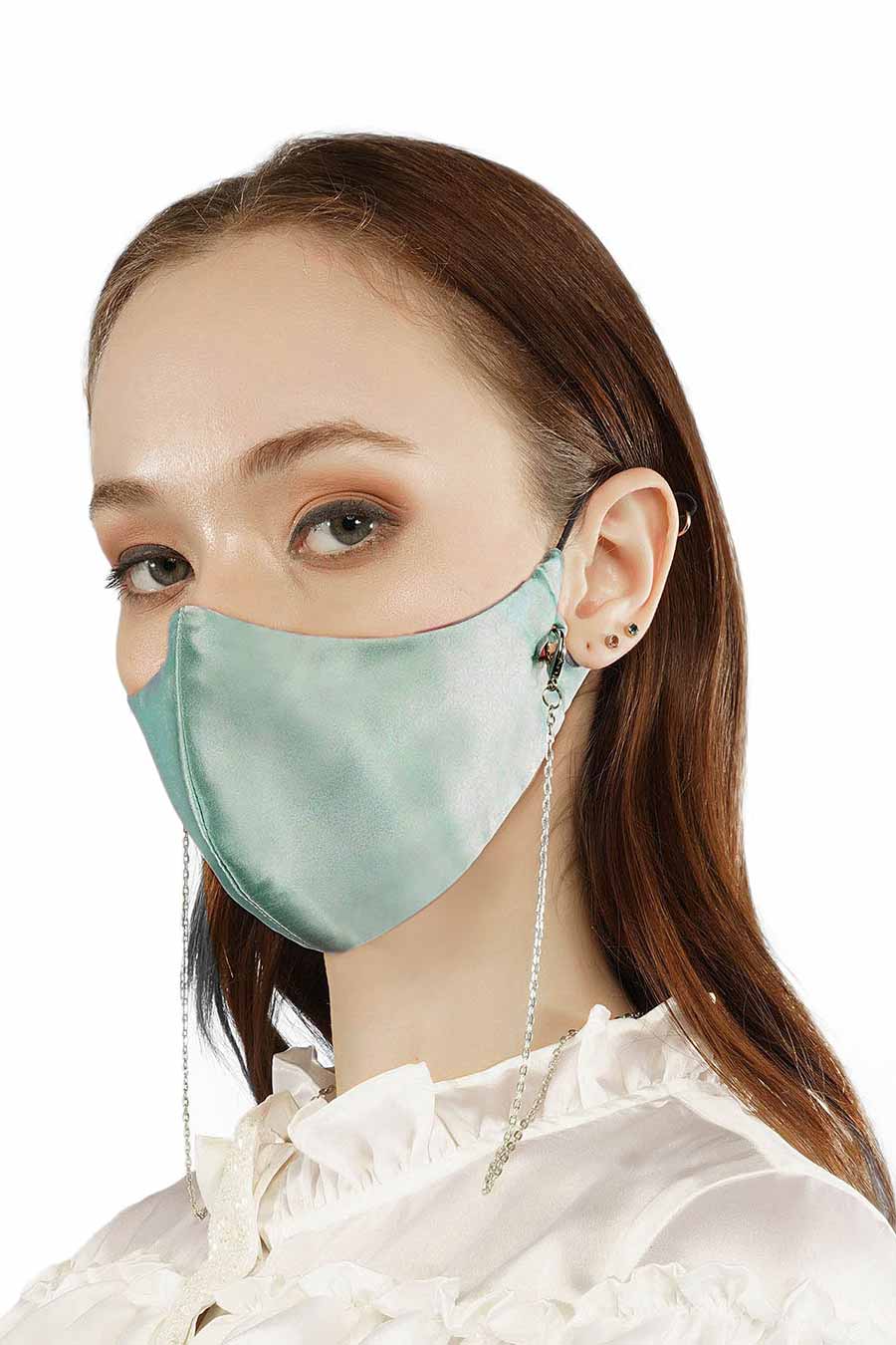 Sky Blue 3 Ply Mask With Chain