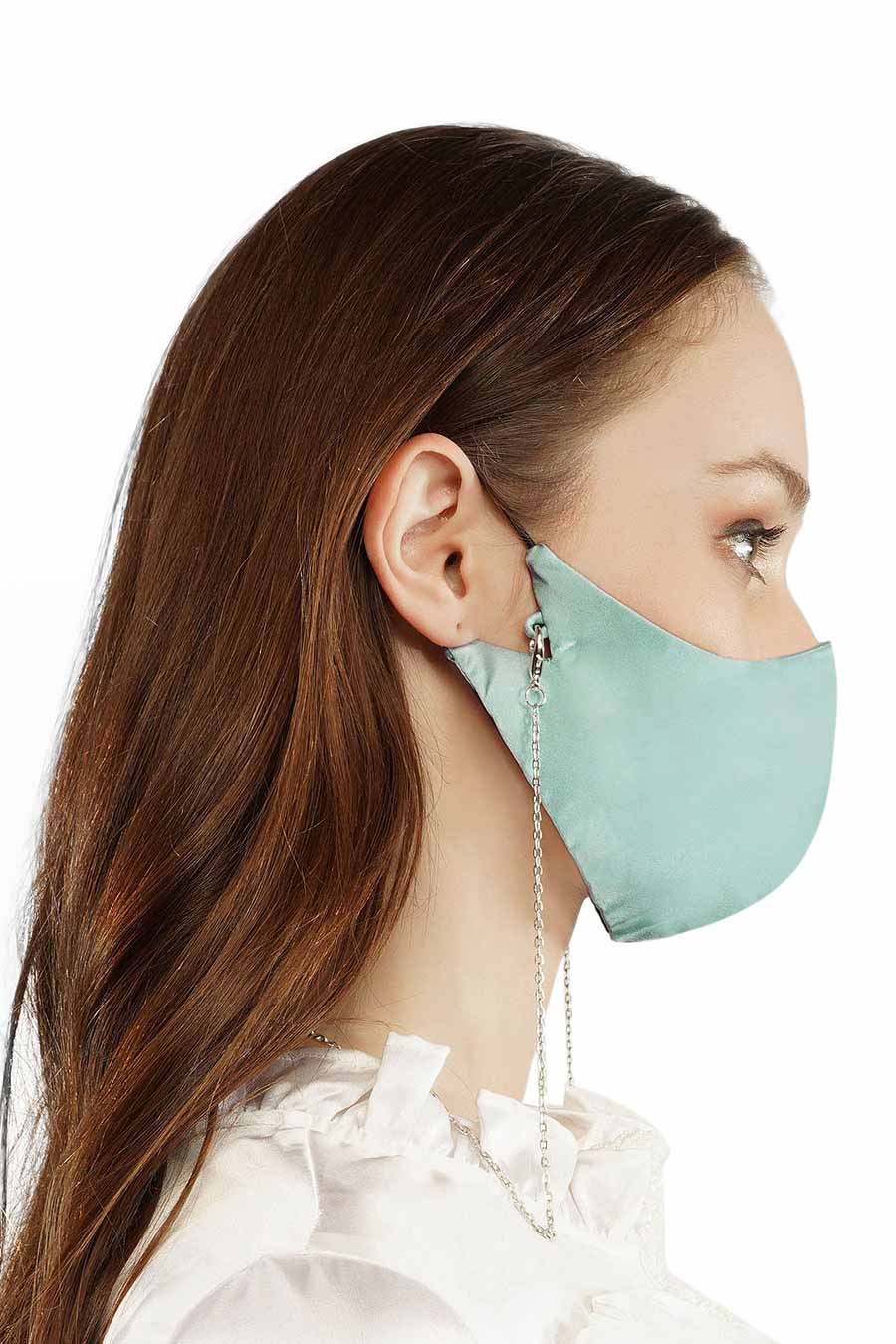 Sky Blue 3 Ply Mask With Chain