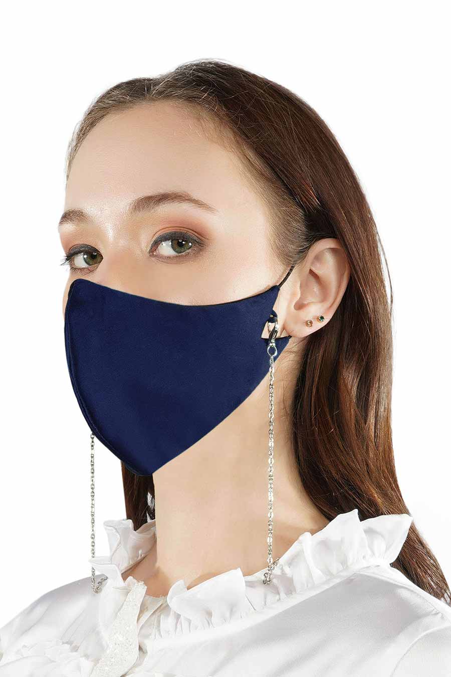 Royal Blue 3 Ply Mask With Chain