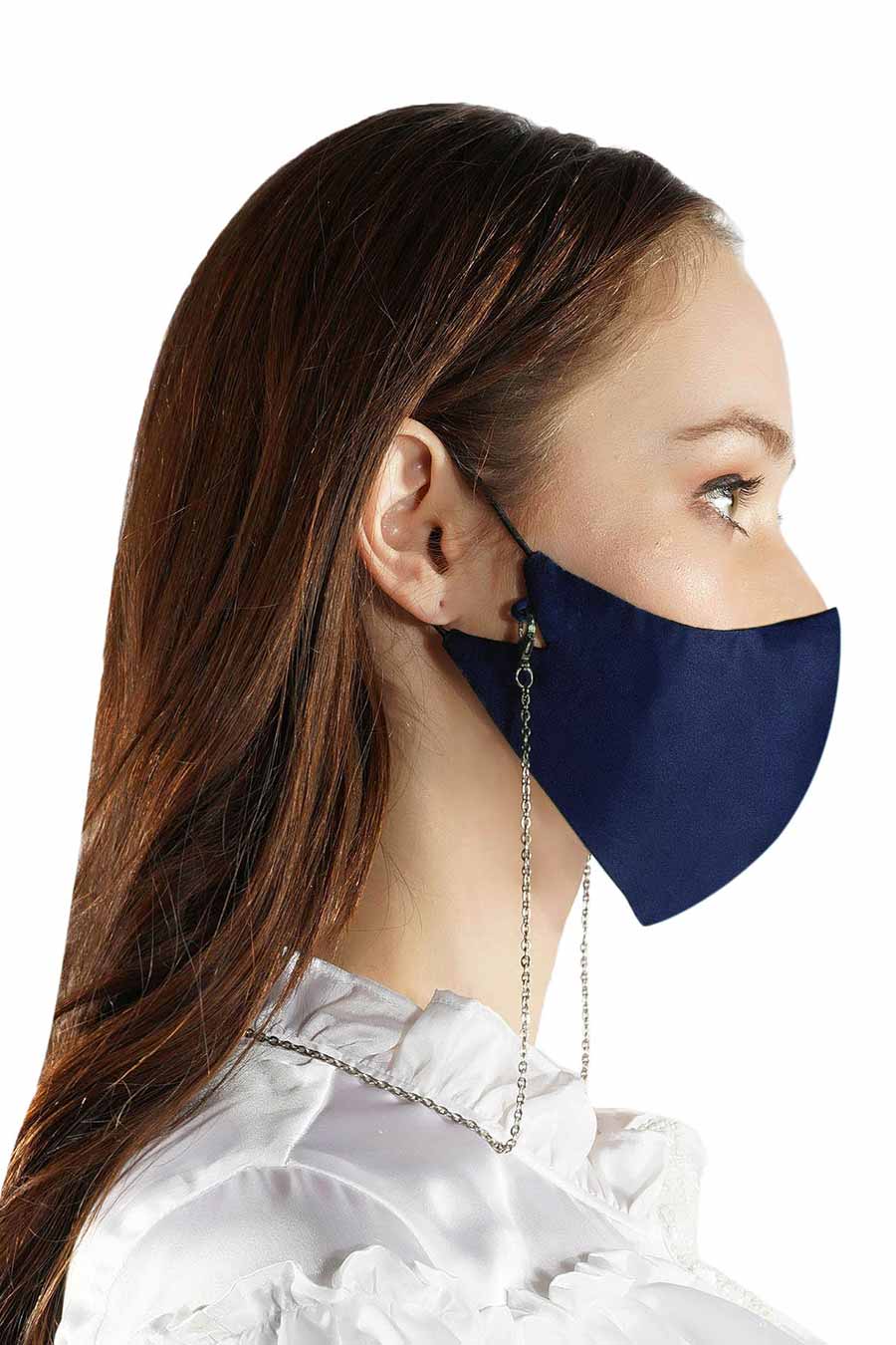Royal Blue 3 Ply Mask With Chain