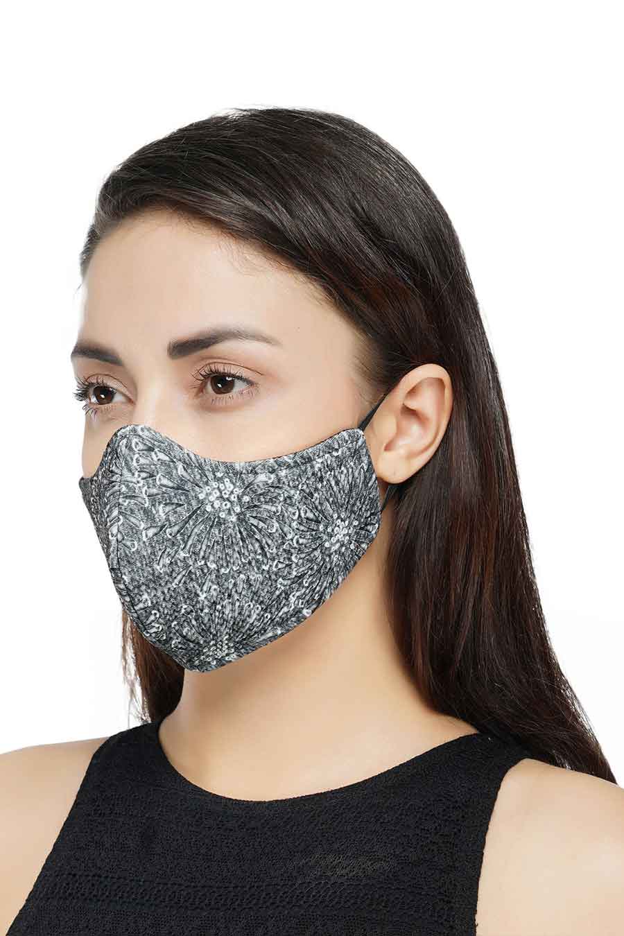 Printed Grey 3 Ply Mask