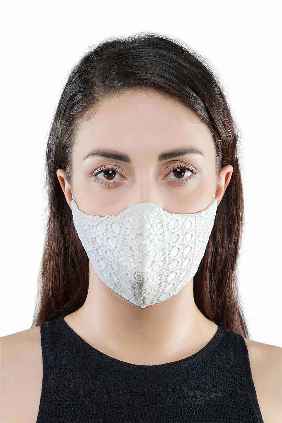 Gorgeous White Lace 3 Ply Mask