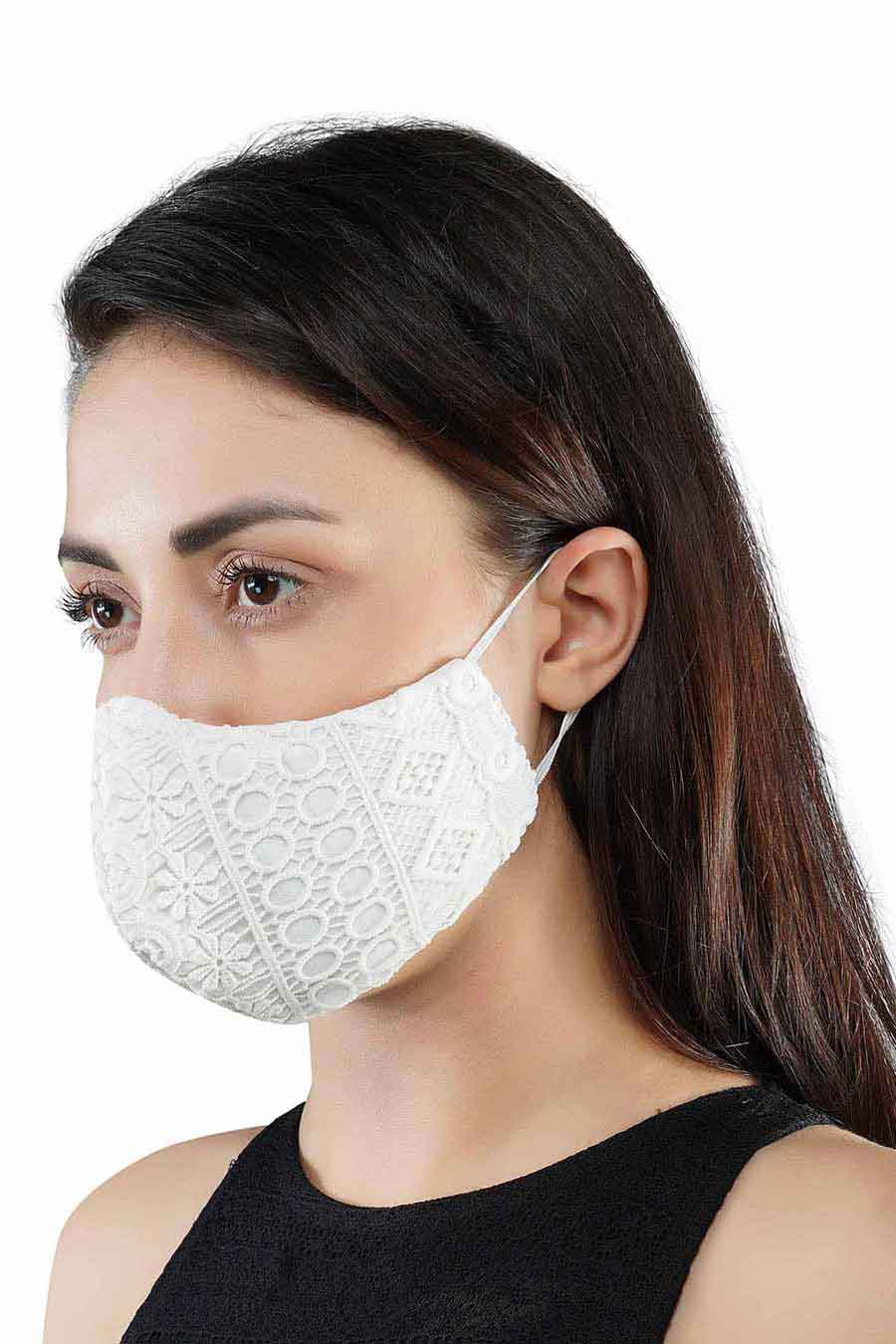Gorgeous White Lace 3 Ply Mask