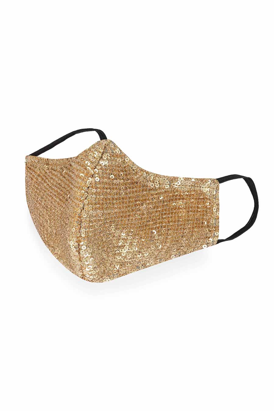 Golden Sequin Embroidered 3 Ply Mask