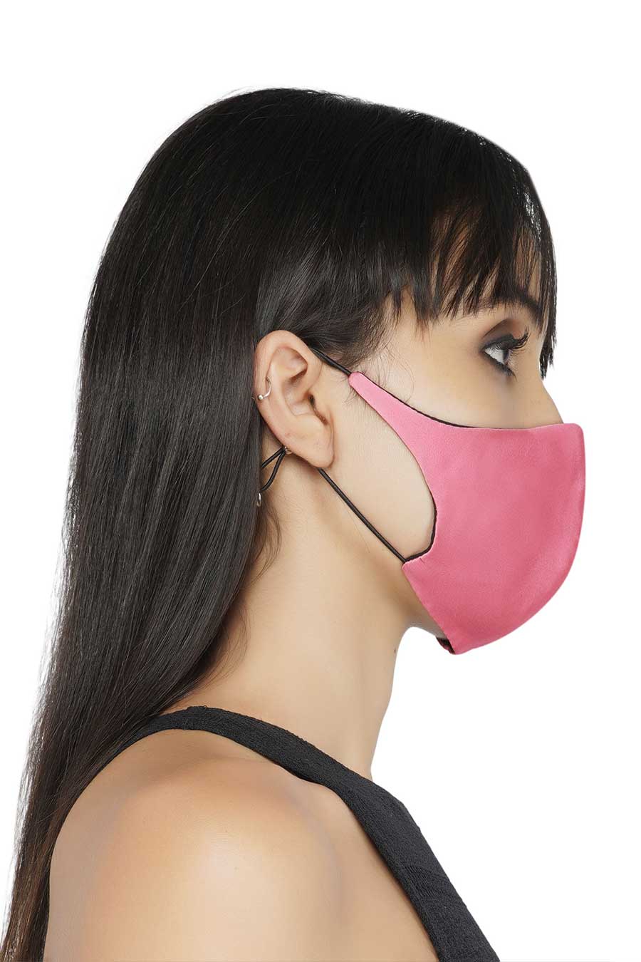 Dark Pink Satin 3 Ply Mask