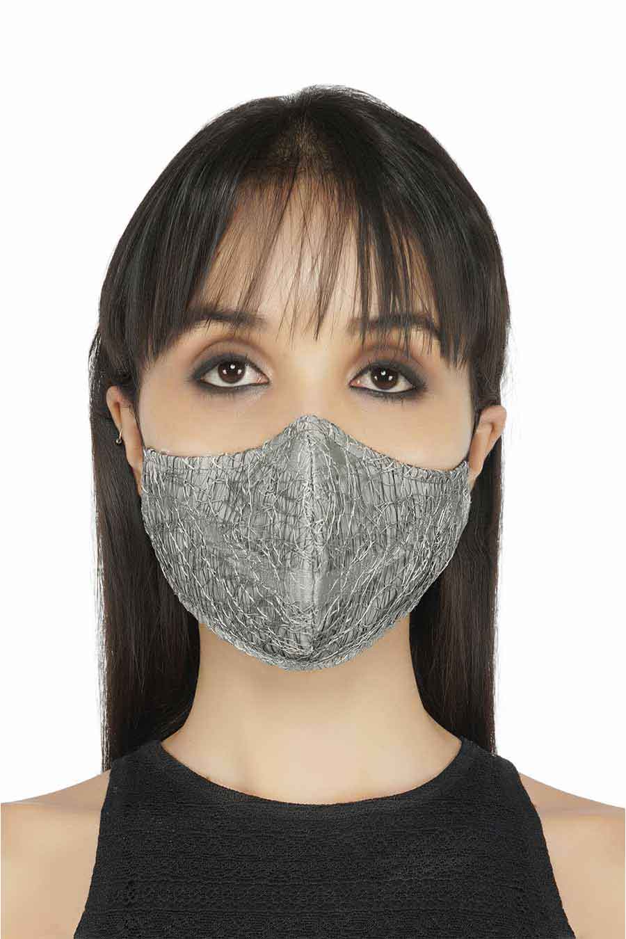 Grey Lace 3 Ply Mask