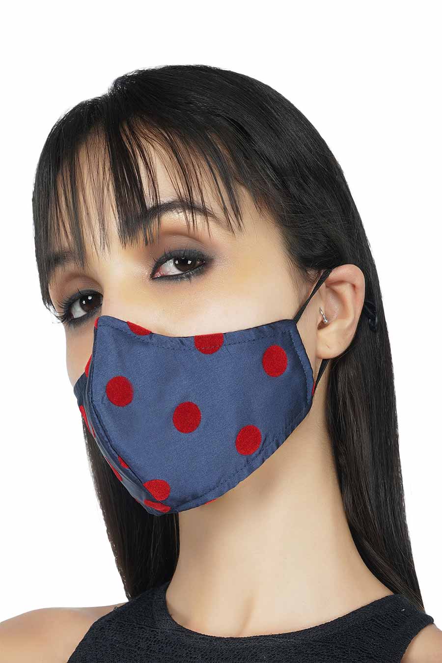 Blue With Red Polka Dots 3 Ply Mask