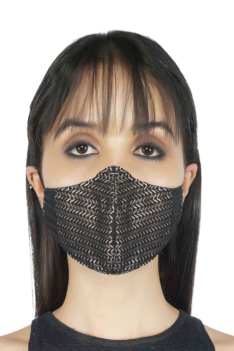 Black Geometric Design 3 Ply Mask