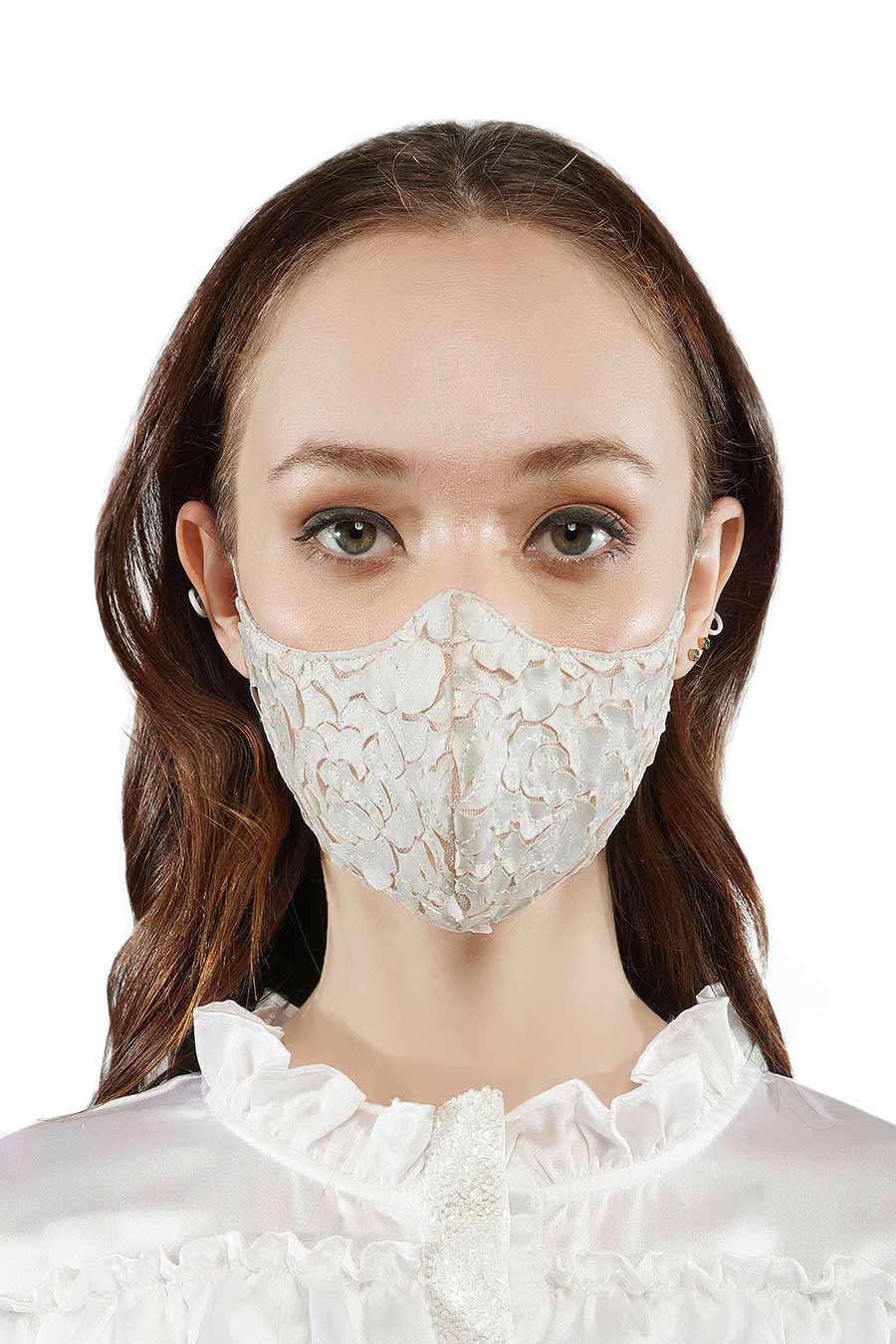 White 3 Ply Mask With Laser Cut Design