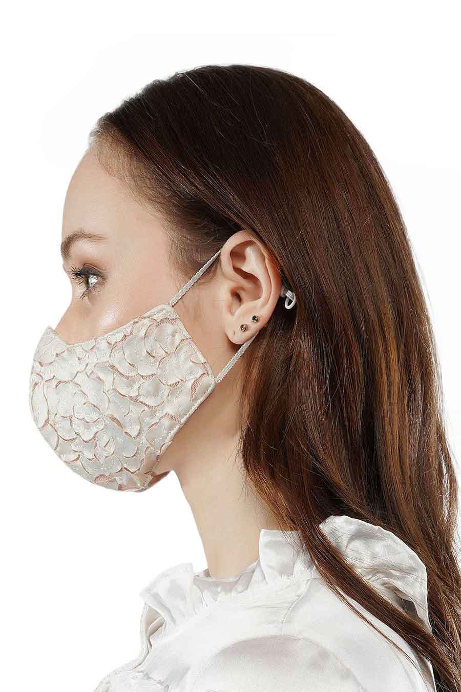White 3 Ply Mask With Laser Cut Design