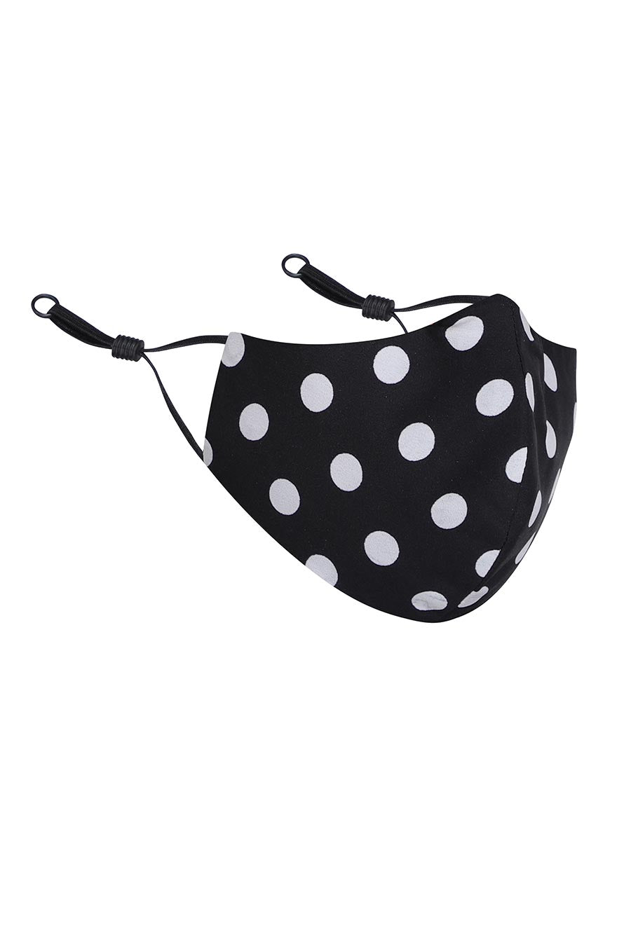 Black 3 Ply Mask With Polka Dots