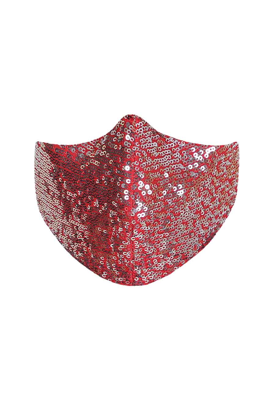 Red Sequin Embroidered 3 Ply Mask