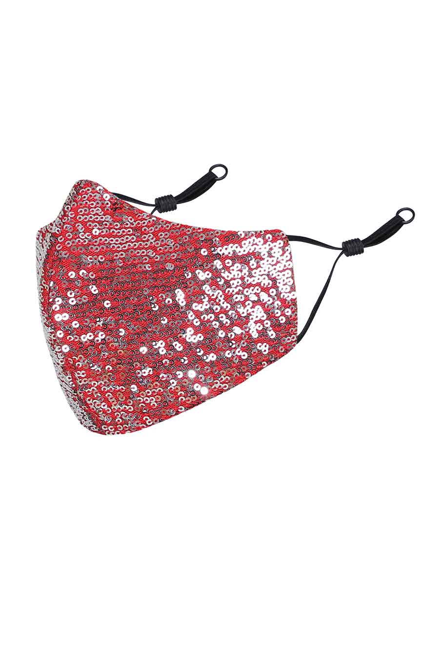 Red Sequin Embroidered 3 Ply Mask